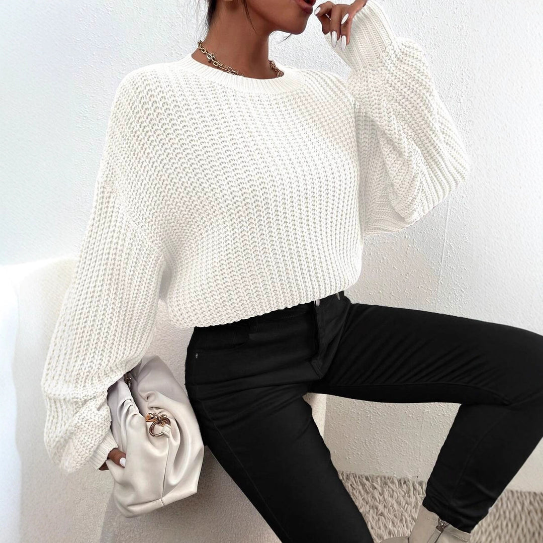 Damen Modischer Grobstrickpullover mit überschnittenen Schultern und weitem Schnitt Drune
