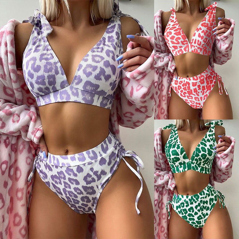 Damen Bikini-Set mit verstellbaren Trägern und hohem Bund Drune
