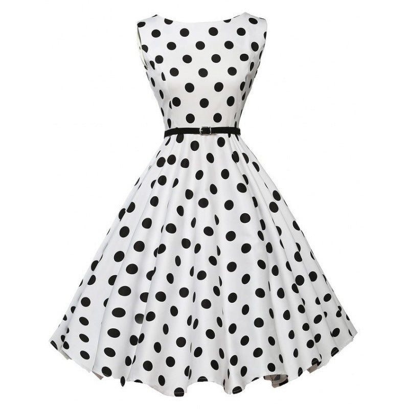 Damen A-Linien Kleid mit Polka-Dots und tailliertem Design Drune