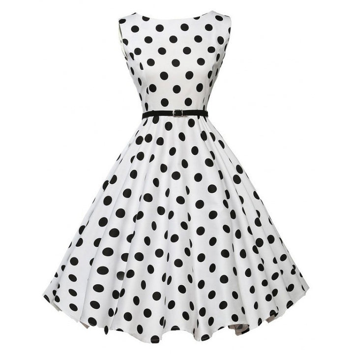 Damen A-Linien Kleid mit Polka-Dots und tailliertem Design Drune