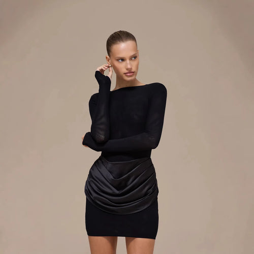 Damen Elegantes Minikleid mit Wickeldetails Drune