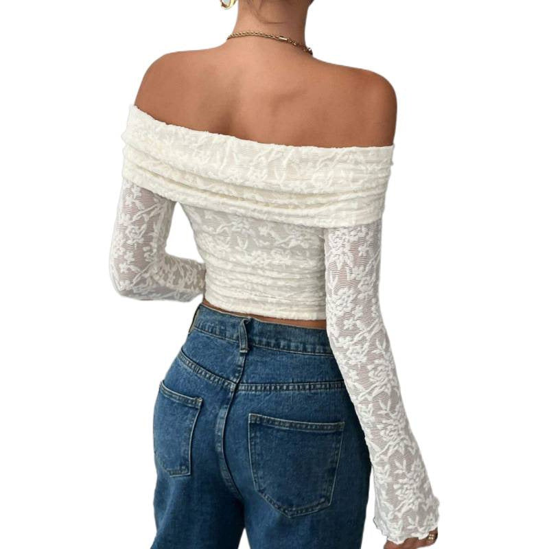 Damen Elegantes Off-Shoulder Oberteil mit Rüschendetails Drune