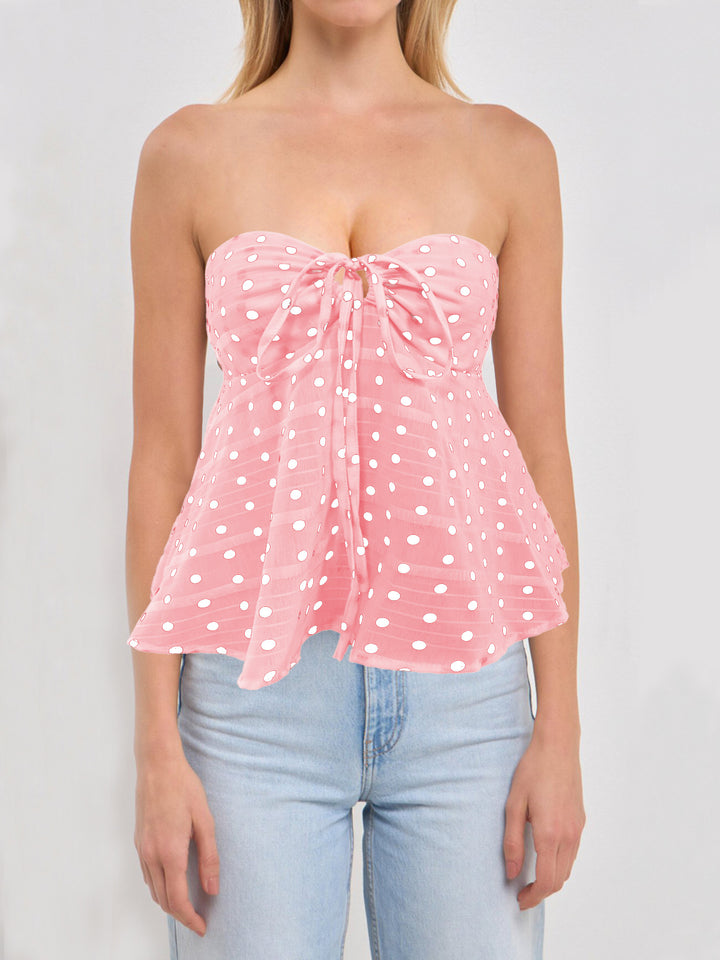 Damen Bandeau-Bluse mit floralem Design und Raffung Drune