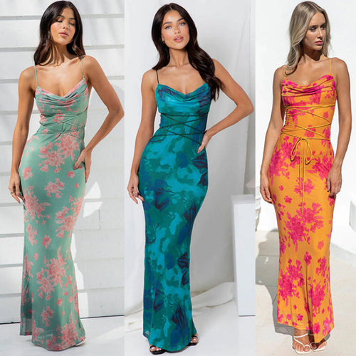 Damen Maxikleid mit eleganter Blumenmusterung Drune
