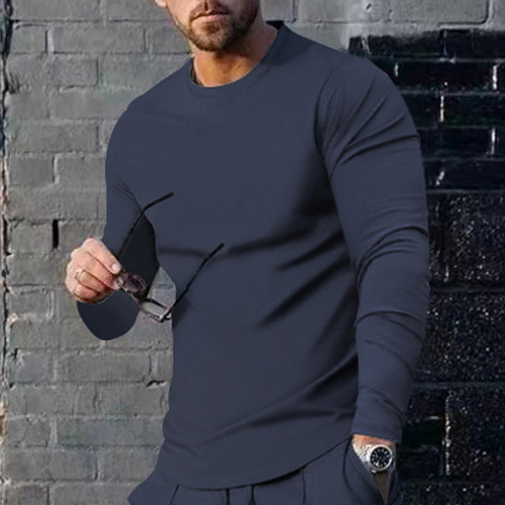 Herren hochwertiges Langarmshirt mit stylishem Rundhalsund und weicher Baumwollmischung Drune