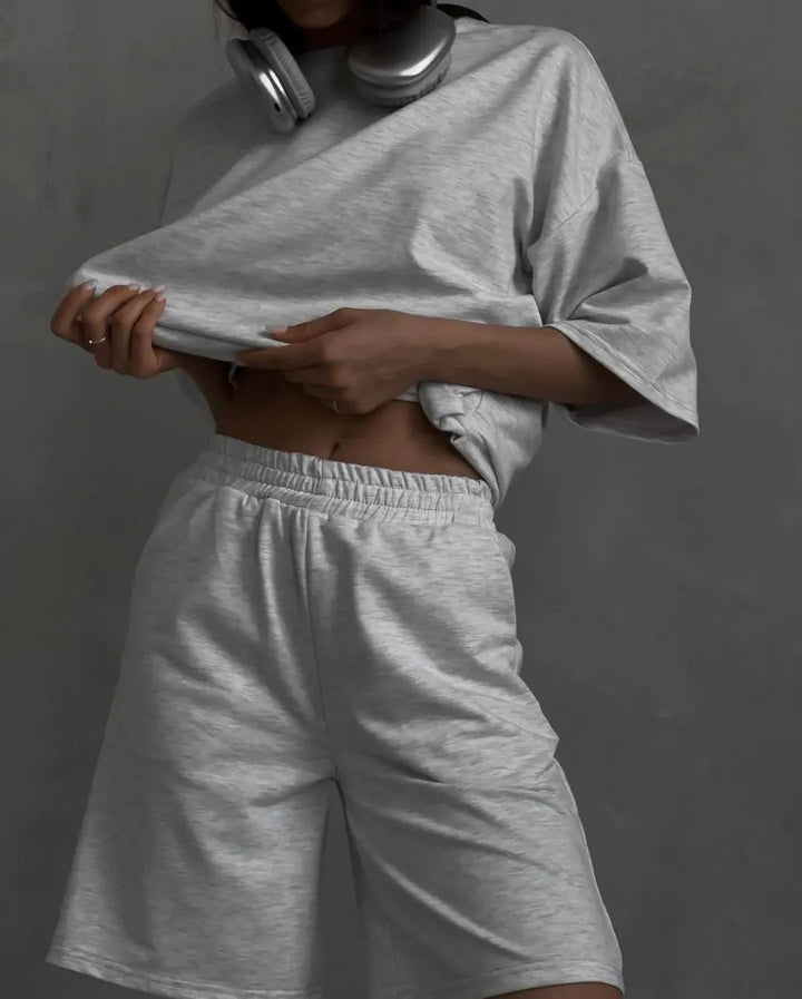 Damen lässiges Kurzarm-Set aus atmungsaktivem Material Drune