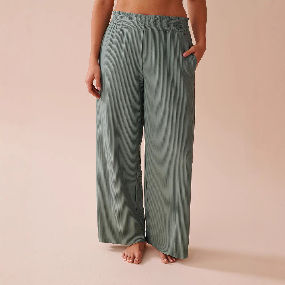Damen Legere Plisseehose mit elastischem Bund und seitlichen Taschen Drune