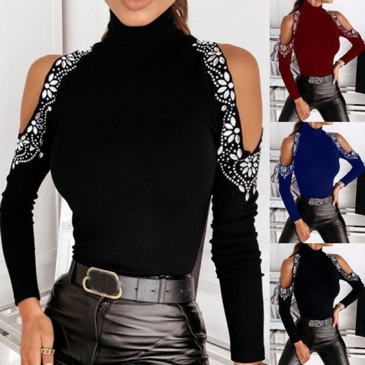 Damen Oberteil mit schulterfreiem Design und floralem Spitzenbesatz Drune