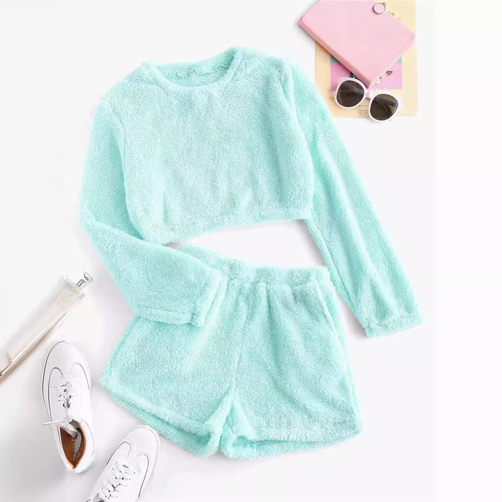 Damen Kuschelige Plüsch-Pyjama-Set Drune