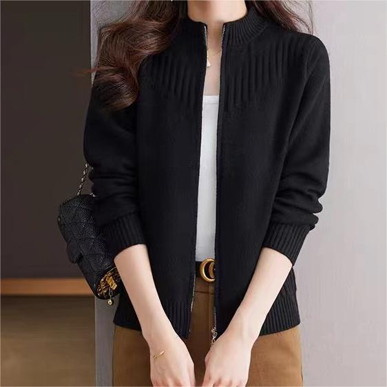 Damen Strickjacke mit hohem Kragen Drune