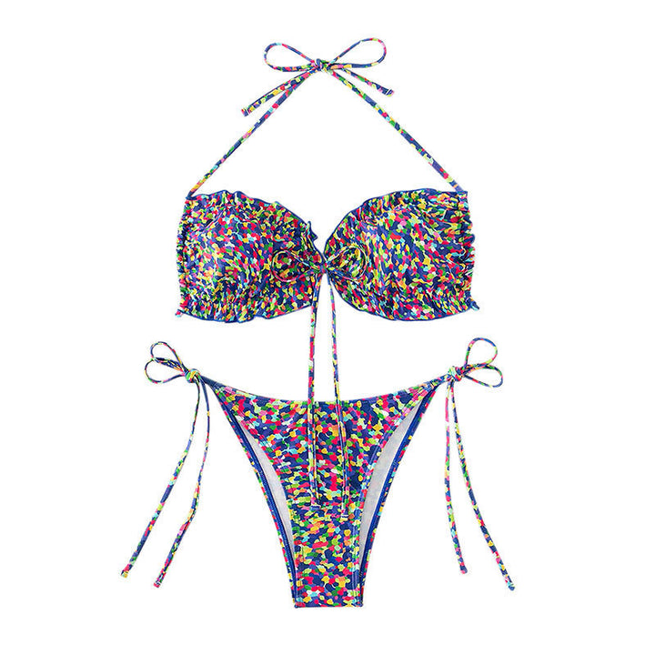 Damen Triangel-Bikini-Set mit floralem Muster und verstellbaren Trägern Drune