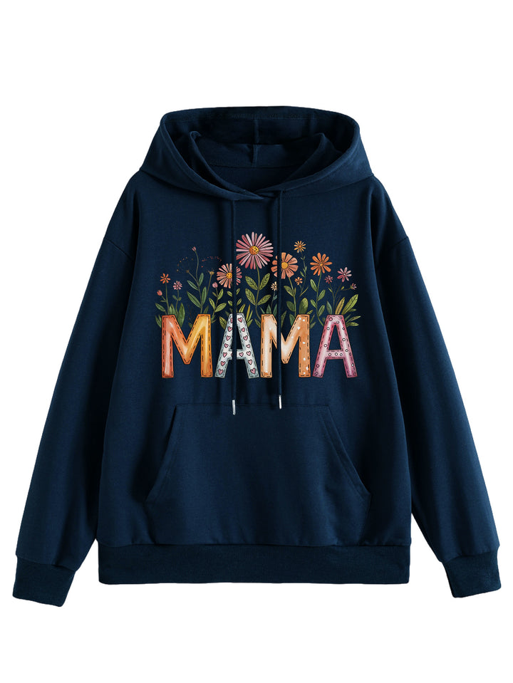 Damen Kapuzenpullover mit floralem Aufdruck und inspirierendem Schriftzug Drune