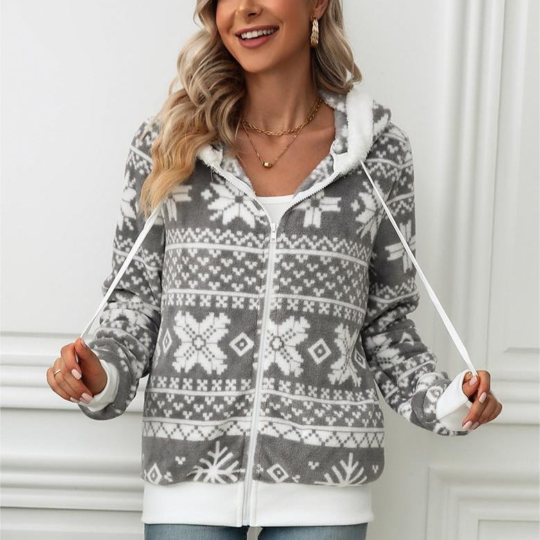 Damen Fleecejacke mit weichem Innenfutter und Wintermuster Drune