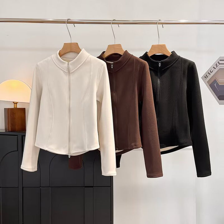 Damen Fleece-Jacke mit innovativem Stehkragen und sportlichem Schnitt Drune