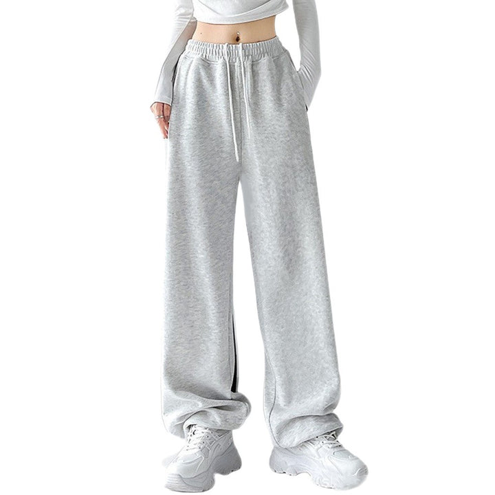 Damen nan extraweite Palazzo-Sweathose mit hohem Komfortbund, seitlichen Eingrifftaschen, Schlitz am Saum und Kordelzug Drune