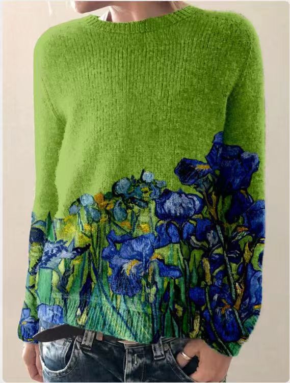 Drune | Gestrickter Damenpullover mit 3D-Blumenprint