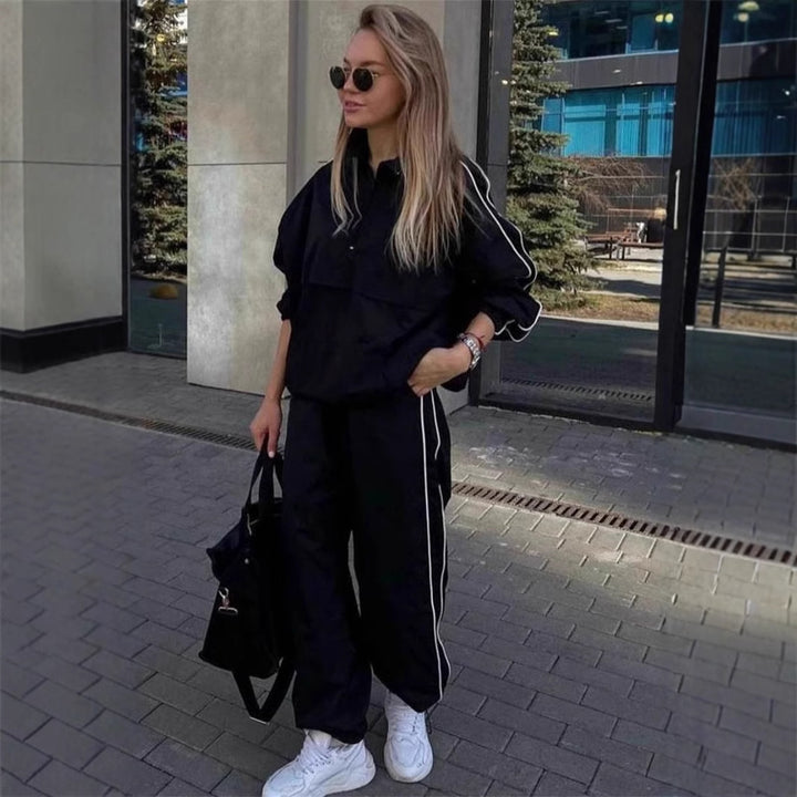 Damen funktionale Kapuzenjacke mit halbem Reißverschluss und weiten Ärmel Drune