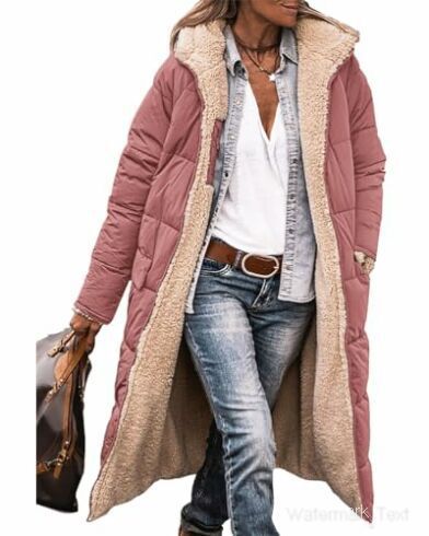 Damen Lange Steppjacke mit kuscheligem Innenfutter und modischer Kapuze Drune