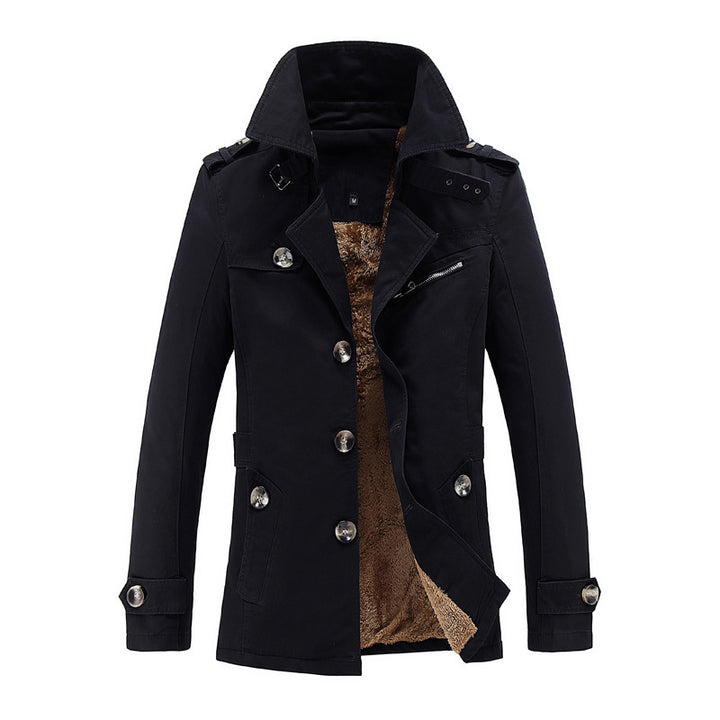 Herren nan legerer Baumwoll-Blazer mit Knopfleiste, aufgesetzten Taschen und gestreiftem Innenfutter Drune