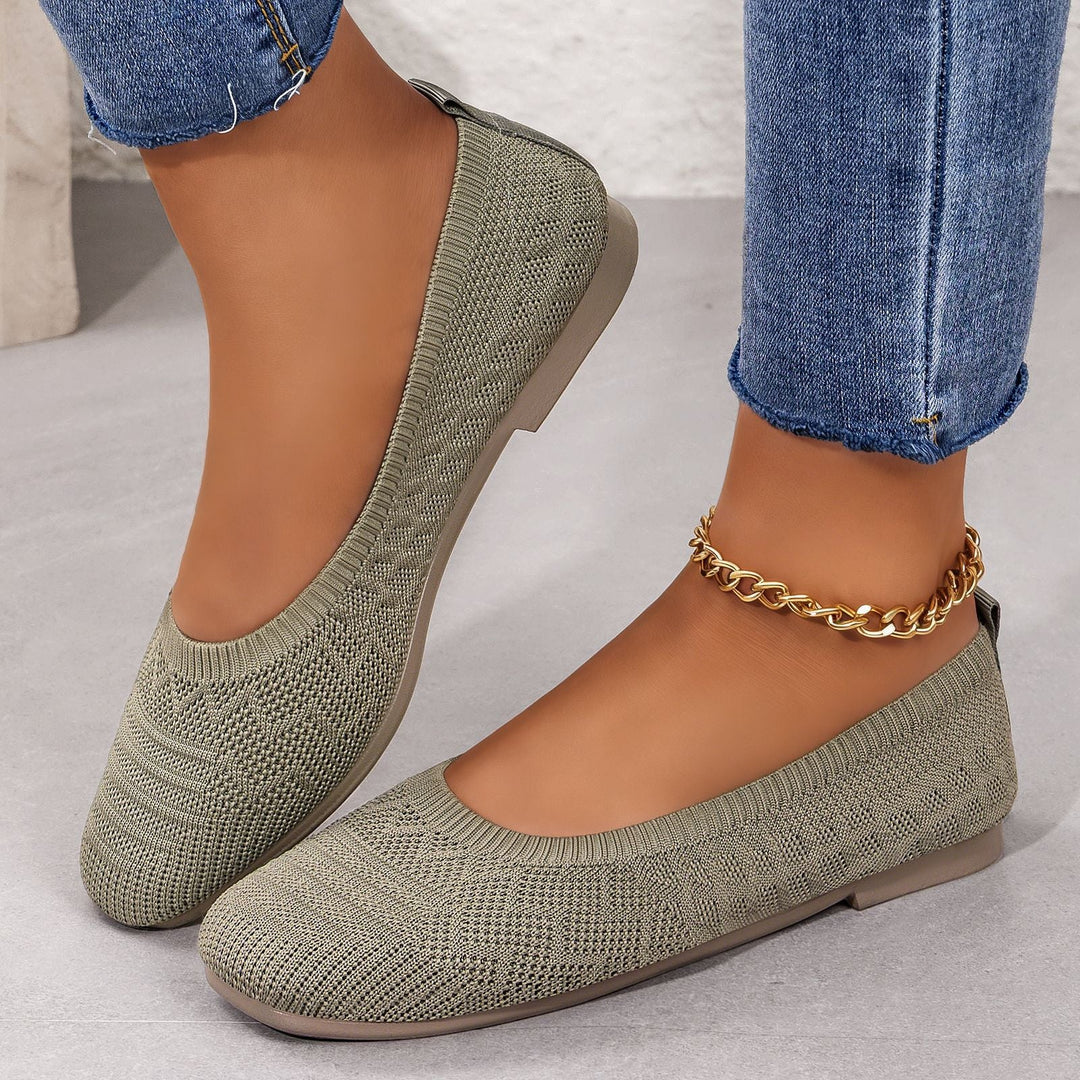 Damen Bequeme Ballerinas aus elastischem Strickmaterial mit flexibler Sohle Drune