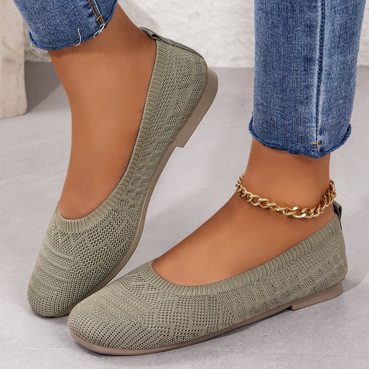 Damen Bequeme Ballerinas aus elastischem Strickmaterial mit flexibler Sohle Drune
