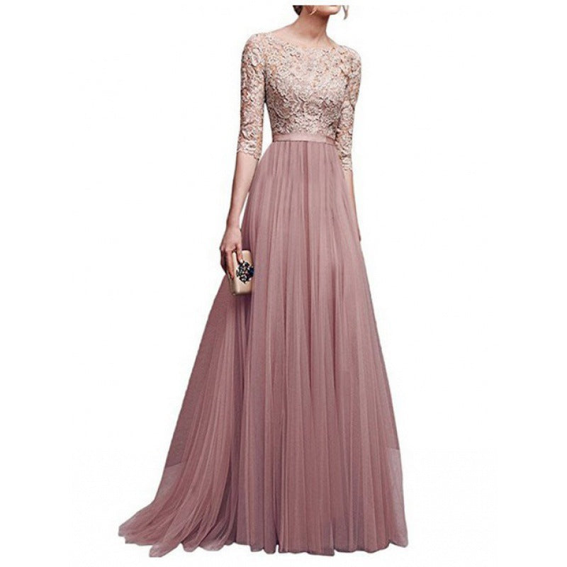 Damen Abendkleid mit eleganter Spitzenoberfläche und voluminösem Rock Drune