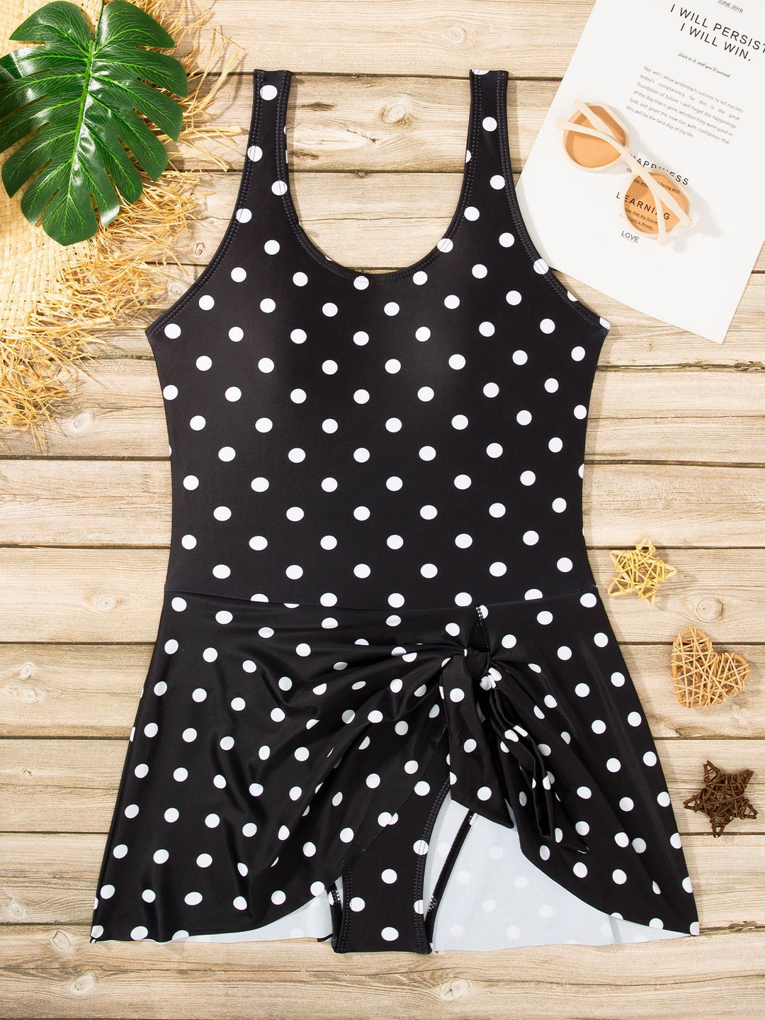 Damen Monokini mit verspieltem Punkte-Muster und Wickeleffekt Drune