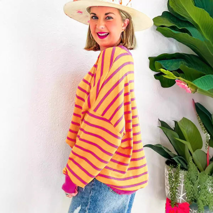 Damen lässiger und bequemer Pullover mit strukturiertem Rippenmuster und weitem Schnitt Drune