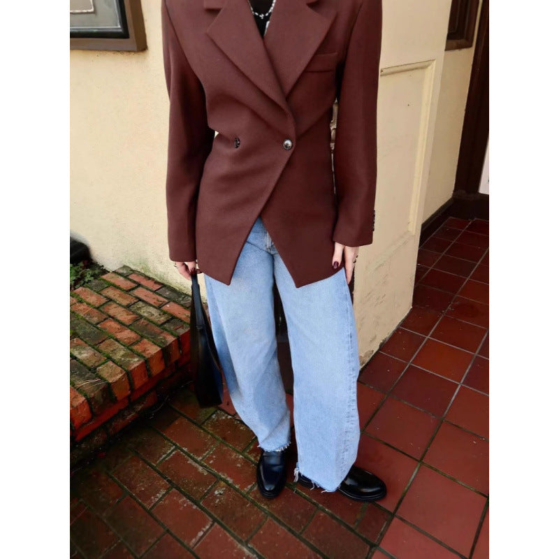 Damen Eleganter Oversize-Blazer mit doppelt gefüttertem Design Drune