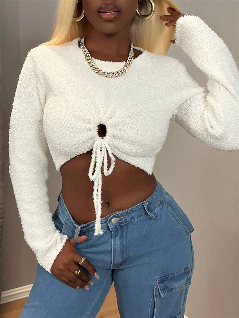 Damen Crop-Top mit Kordelzug und raffiniertem Schnitt Drune