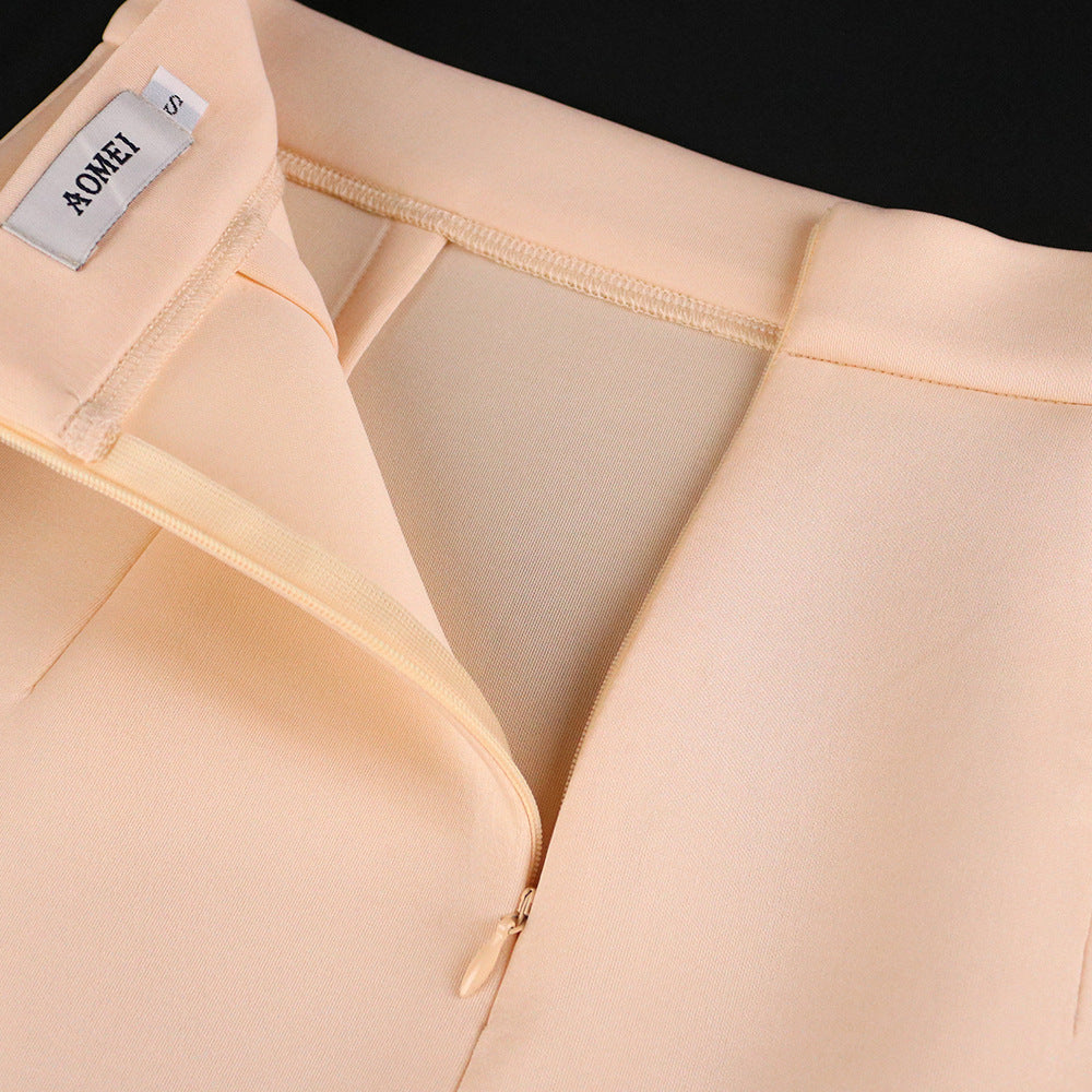 Damen eleganter Bleistiftrock mit Rüschenabschluss Drune