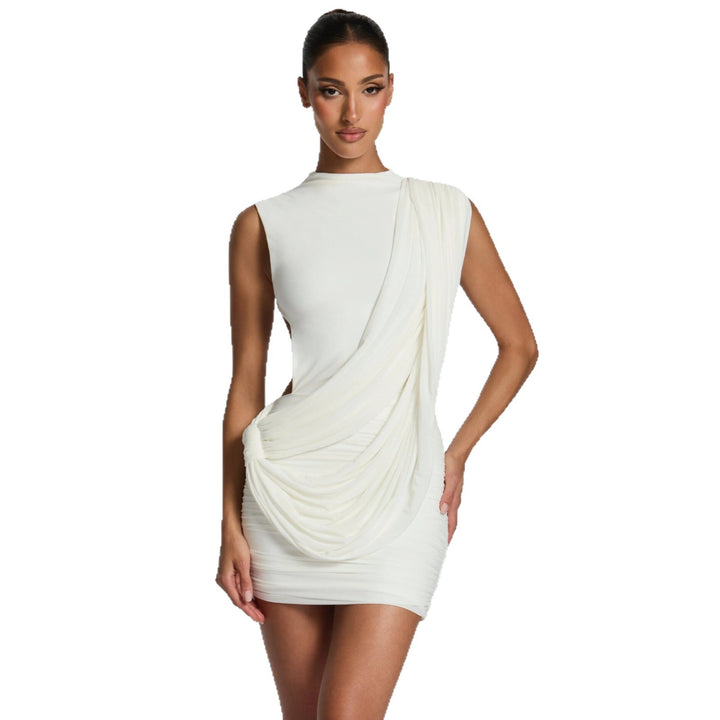 Damen Figurschmeichelndes Minikleid mit asymmetrischer Drapierung Drune
