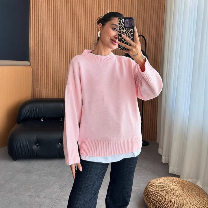 Damen gemütlicher Strickpullover mit weitem Schnitt Drune