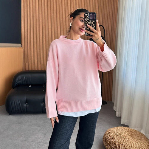 Damen gemütlicher Strickpullover mit weitem Schnitt Drune