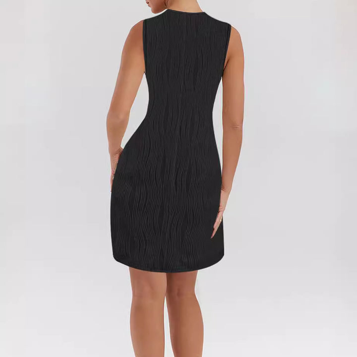 Damen Sommerliches Kleid mit einzigartigem Wellenmuster und modischen Trägerdetails Drune