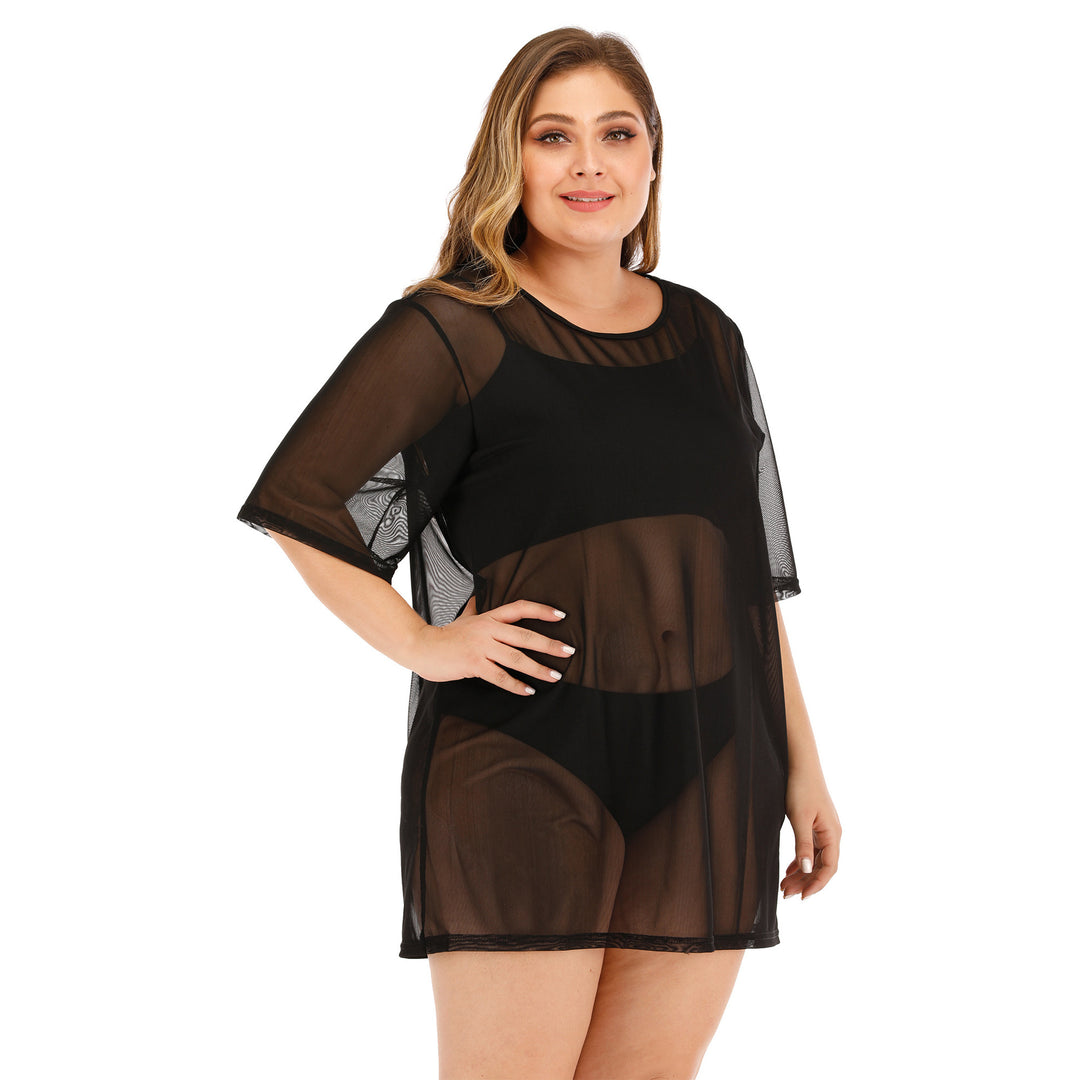 Damen transparenter Strandüberwurf mit weitem Schnitt Drune
