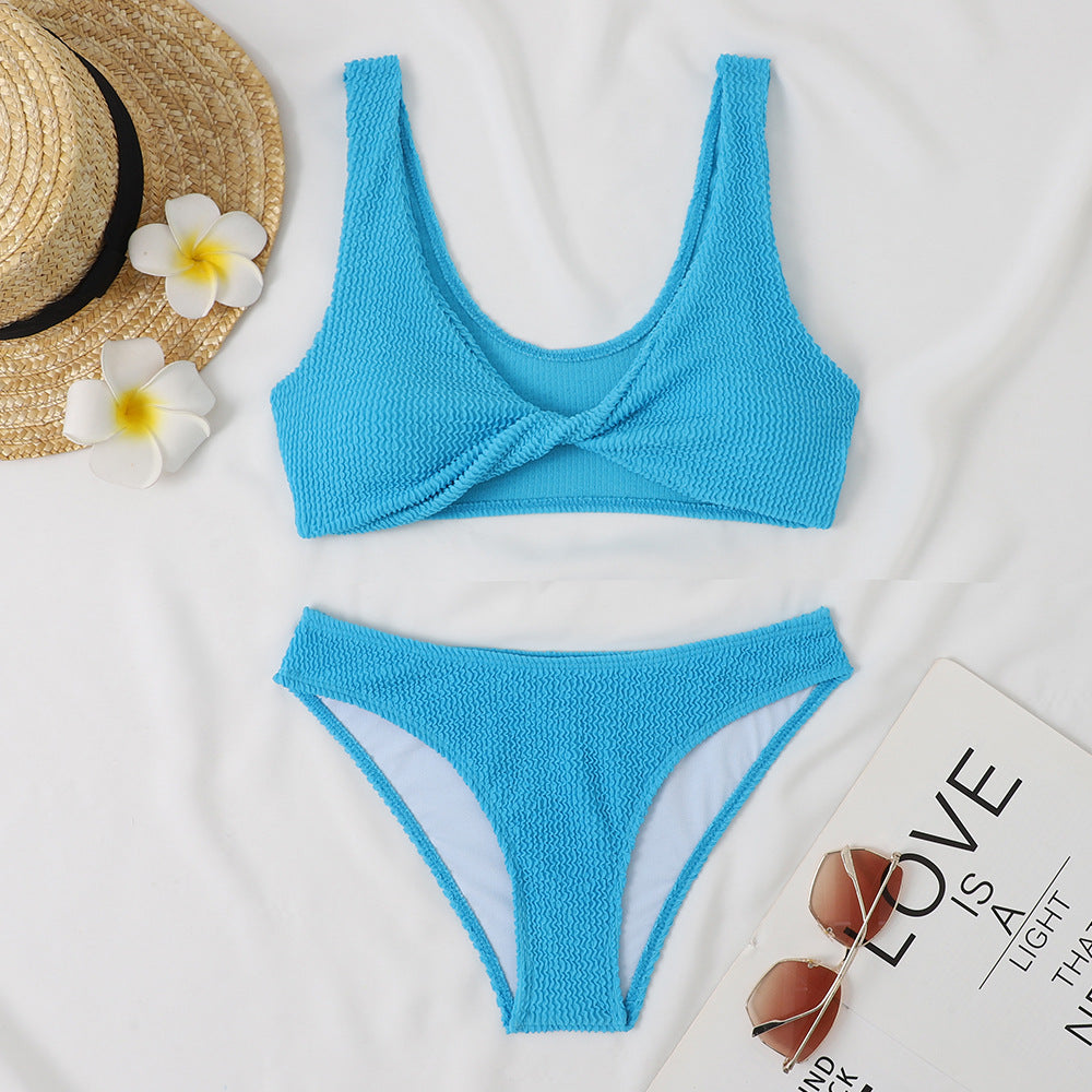 Damen strukturiertes Twist Vorderbikini-Set Drune