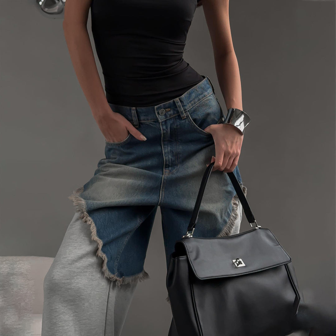 Damen Oversized Jeans mit einzigartigen Fransen-Details und modernem Schnitt Drune