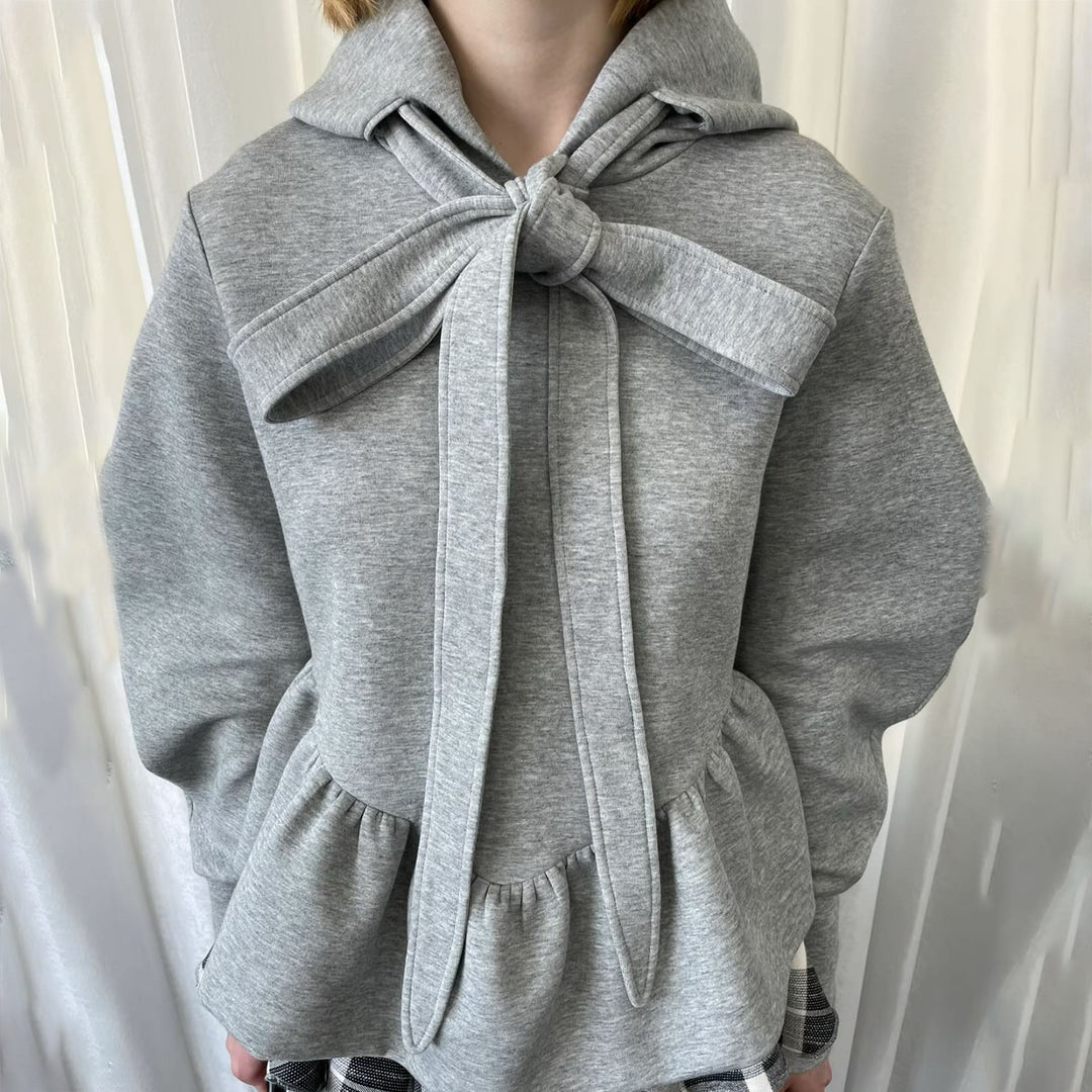 Damen Pullover mit Krawatten-Detail und Volant Drune