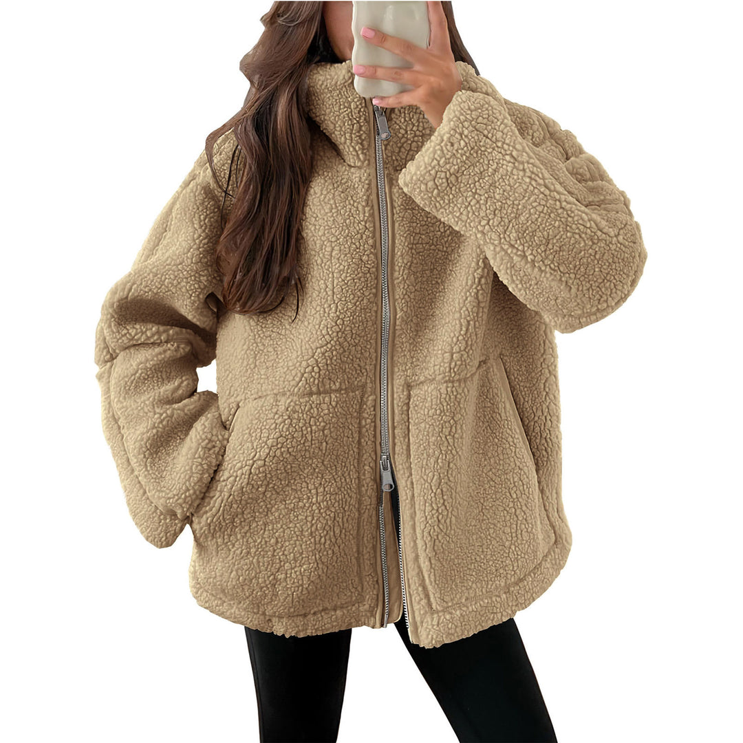 Damen Kuschelige Teddy-Jacke mit Reißverschluss Drune