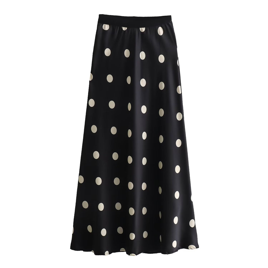 Damen Maxi-Rock mit elegantem Punktmuster und elastischem Bund Drune