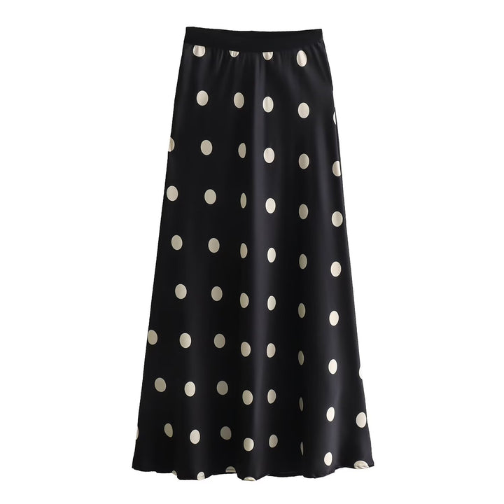 Damen Maxi-Rock mit elegantem Punktmuster und elastischem Bund Drune