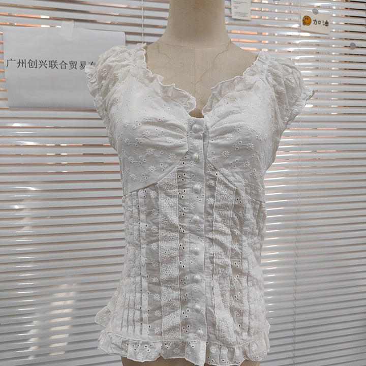 Damen Rüschenshirt mit floralen Details Drune