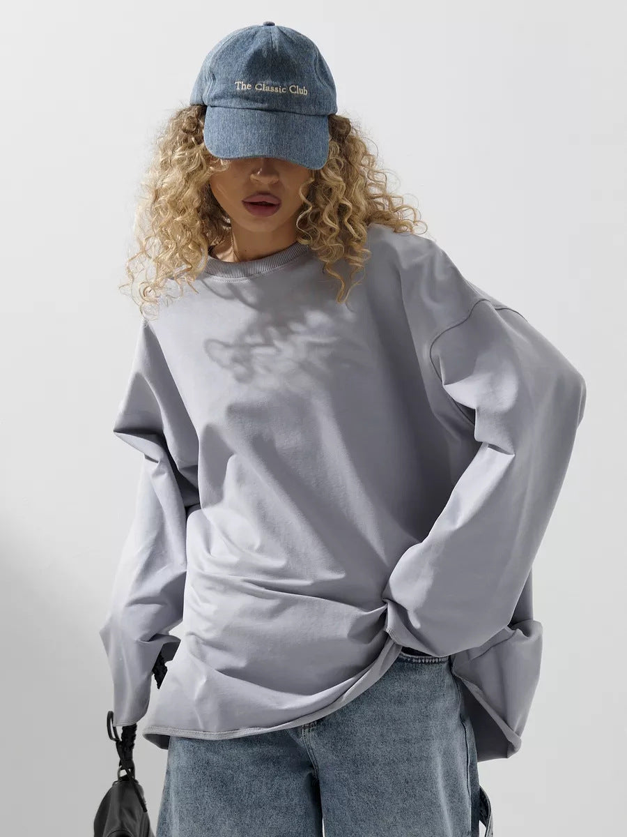 Damen lässiges Oversize-Sweatshirt mit Drop-Shoulder-Schnitt Drune