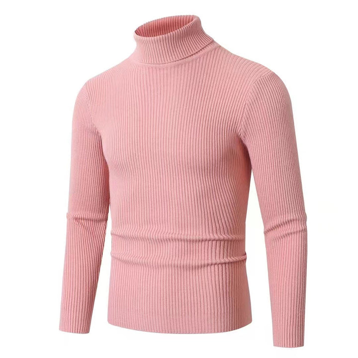 Herren nan Rippstrick Rollkragenpullover figurnaher elastischer Feinstrick Drune