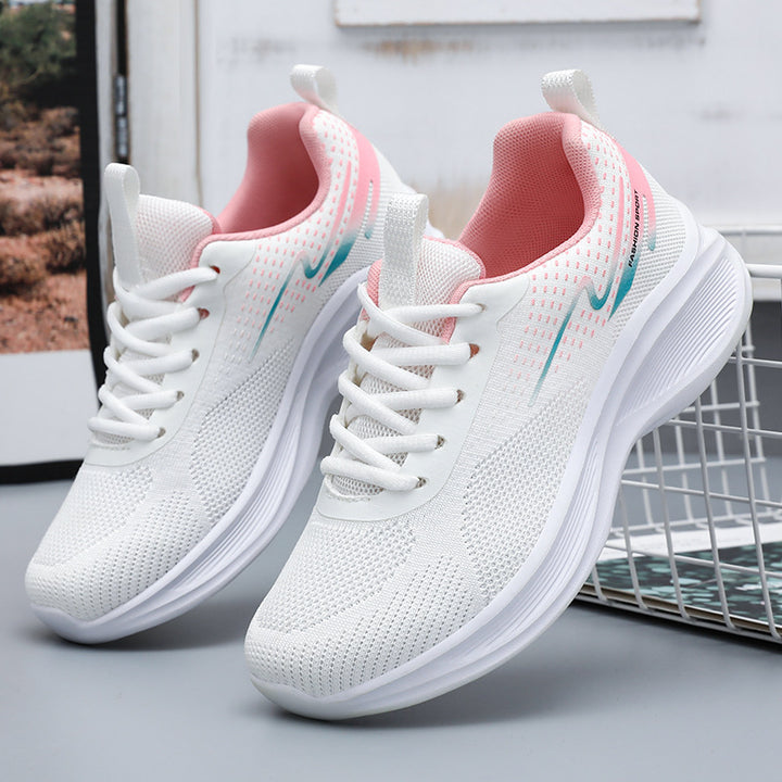 Damen nan leichte atmungsaktive Strick-Laufsneaker mit Memory-Schaum-Fußbett und dämpfender EVA-Plateausohle Drune