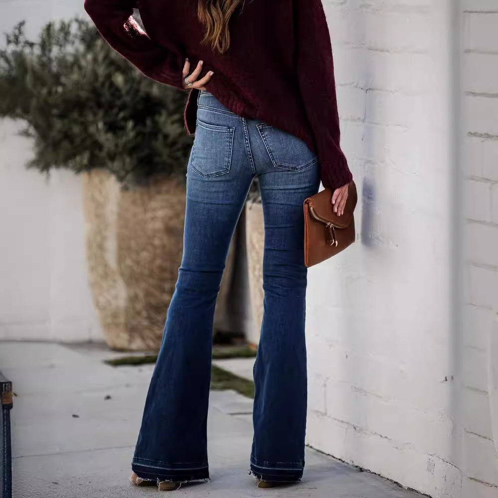 Damen elegante Bootcut-Jeans Drune