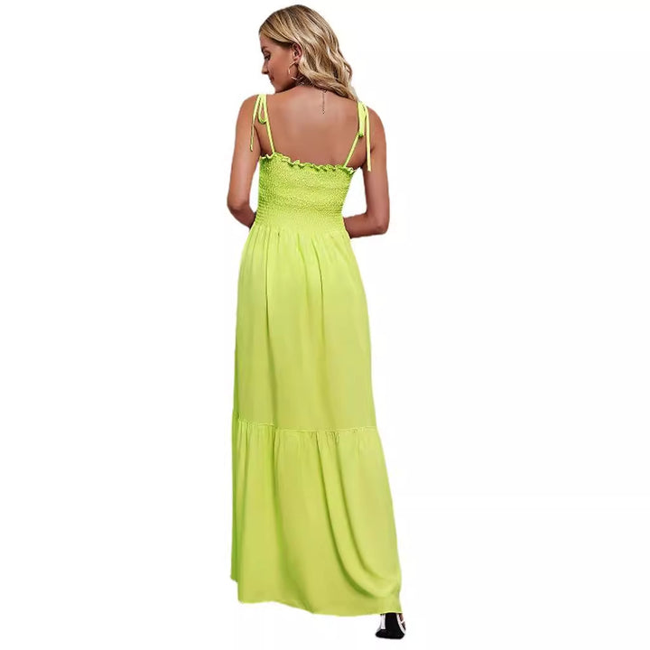 Damen Maxikleid mit elastischem Oberteil und voluminösem Rock Drune