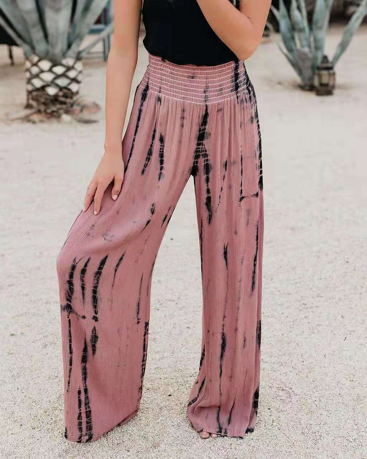 Damen elegante weite Pluderhose mit tiefem Bund und grafischem Druck Drune