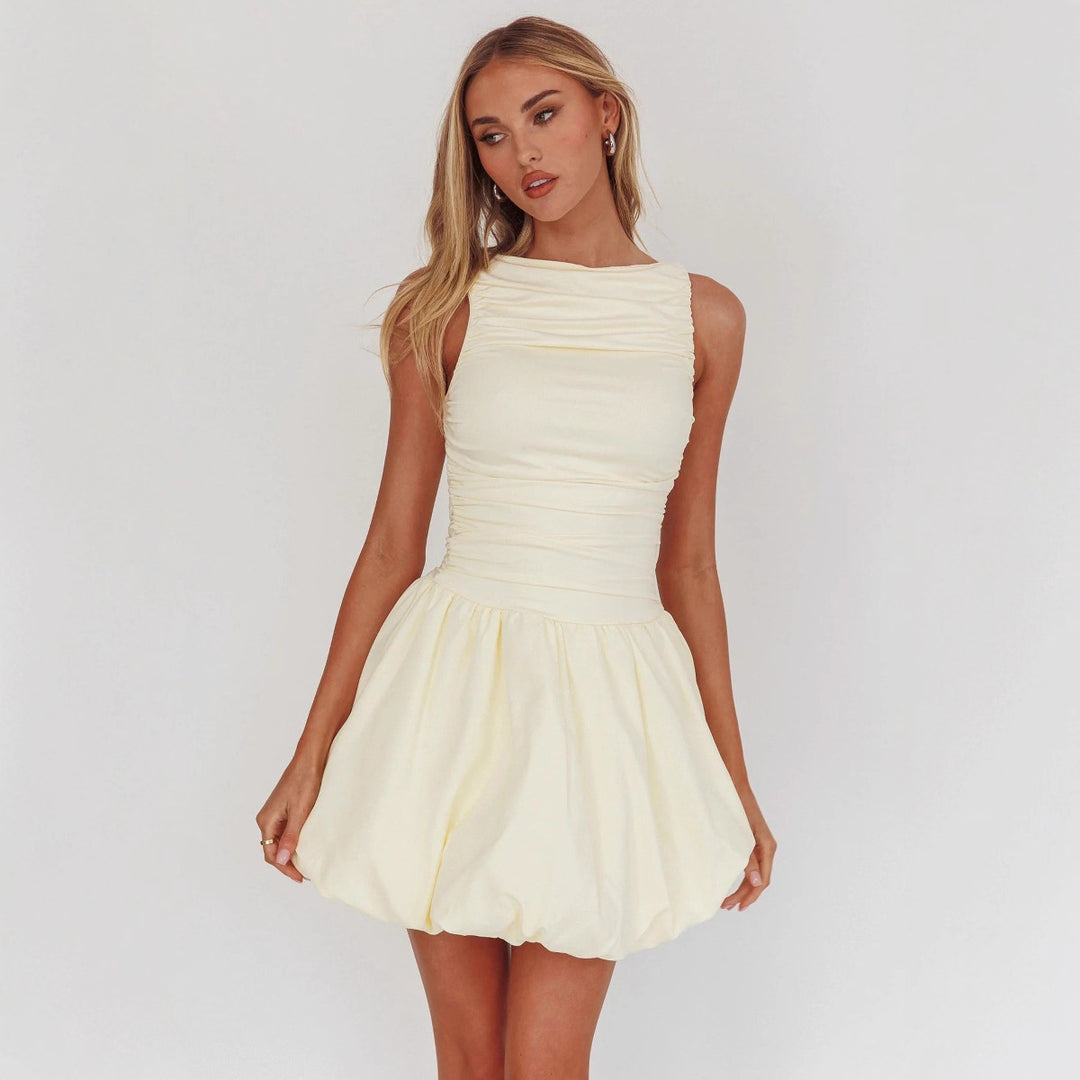 Damen Elegant eingeräumtes Cocktailkleid mit voluminösem Rock Drune